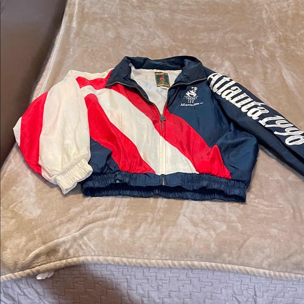 Atlanta 1996 Colorblock Windbreaker Jacket - Navy/Red/White